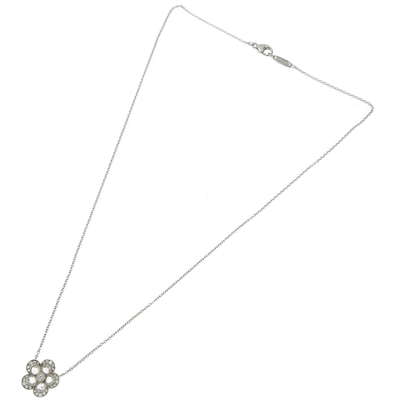 

Tiffany & Co. Diamond Platinum Flower Pendant Necklace, Silver