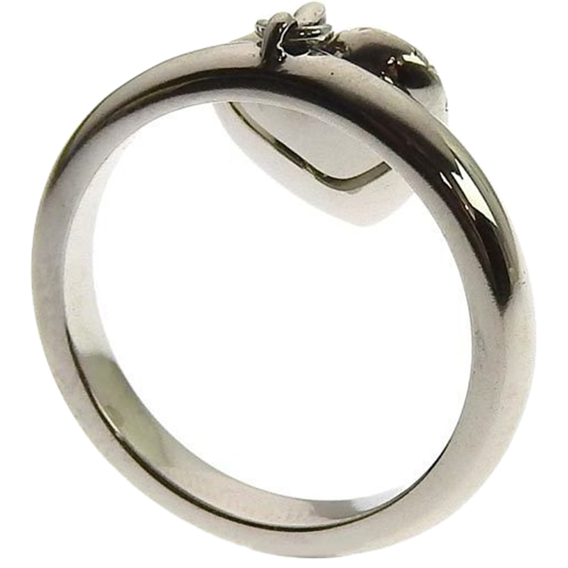 

Tiffany & Co. Pave Diamond Platinum Heart Ring Size, Silver