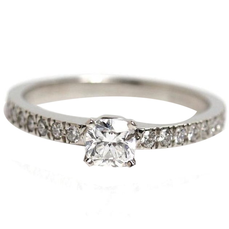 

Tiffany & Co. Diamond Platinum Ring Size, Silver