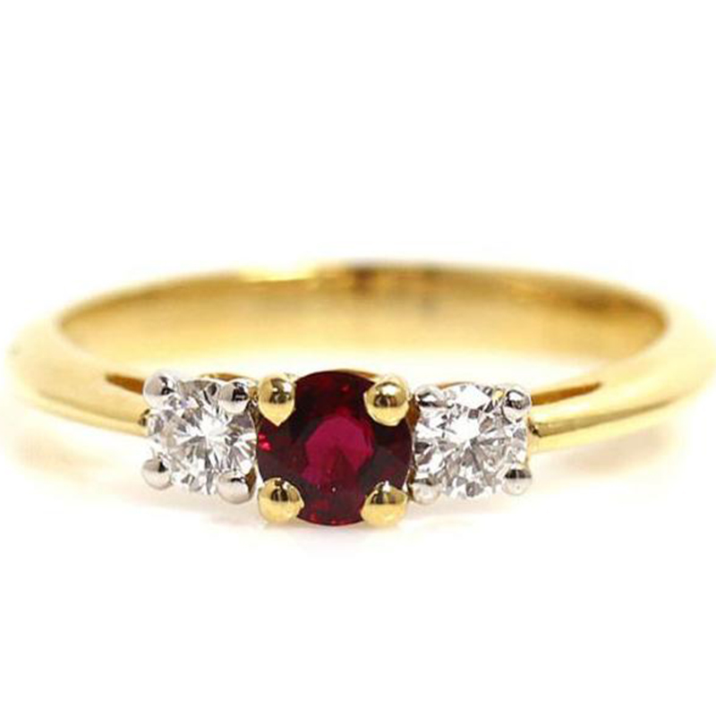 

Tiffany & Co. Ruby Diamond 18k Yellow Gold Ring Size