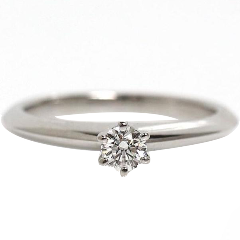 

Tiffany & Co. Solitaire 0.18 ct. Diamond Platinum Ring Size, Silver