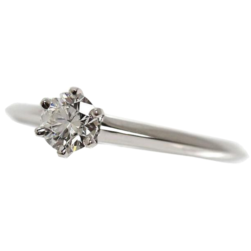 

Tiffany & Co. Solitaire 0.35 ct. Diamond Platinum Ring Size, Silver