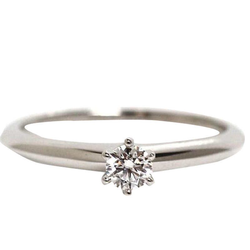 

Tiffany & Co. Solitaire Diamond Platinum Ring Size, Silver