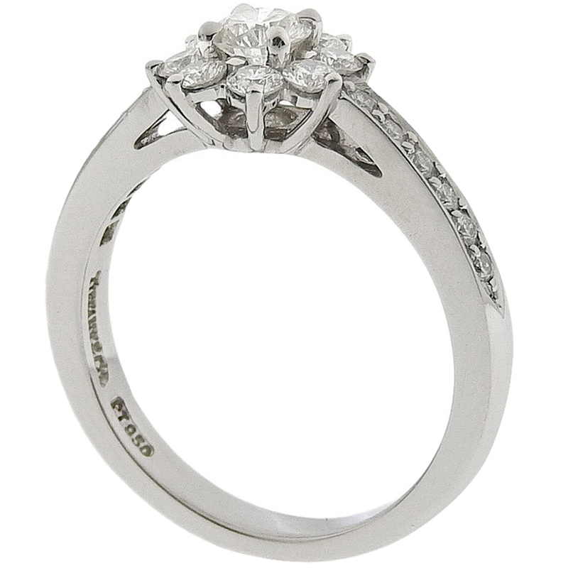 

Tiffany & Co. Flora Diamond Platinum Ring Size, Silver