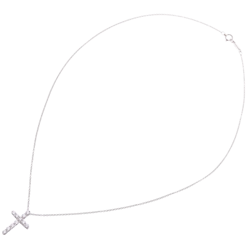 

Tiffany & Co. Platinum Diamond Cross Long Necklace, Silver
