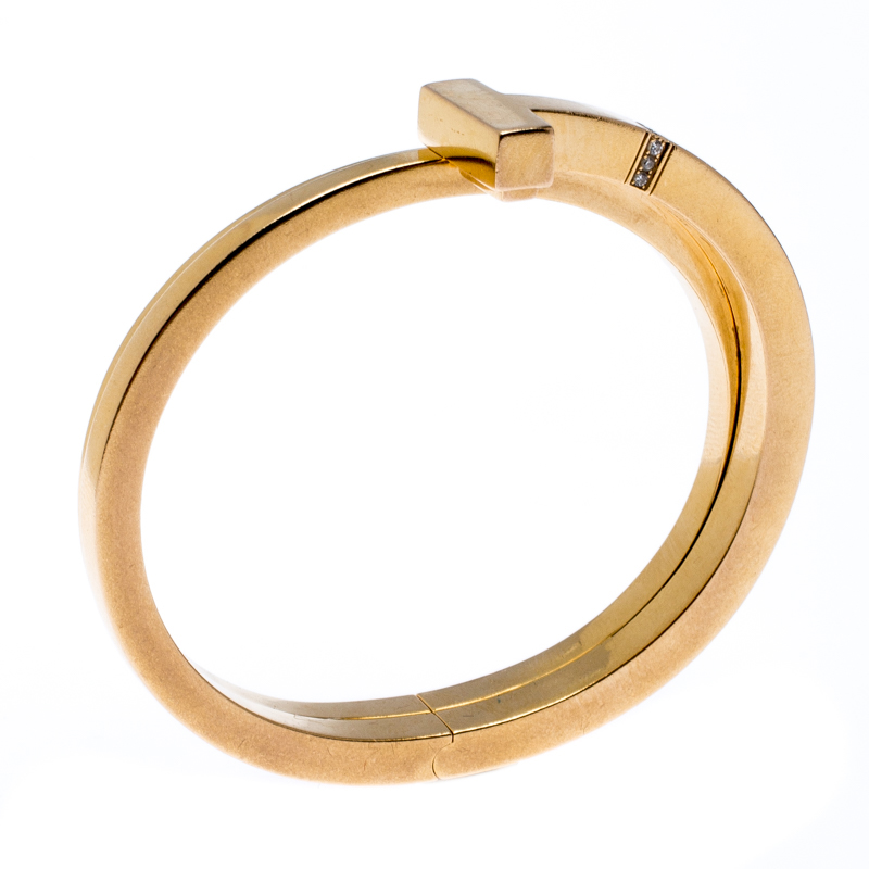 

Tiffany & Co. Tiffany T Square Wrap Diamond 18k Rose Gold Cuff Bracelet SM