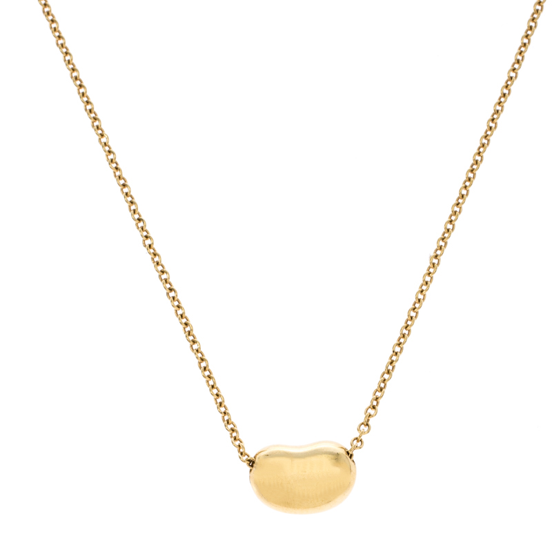 Tiffany & Co. Elsa Peretti Bean 18K Yellow Gold Pendant Necklace 