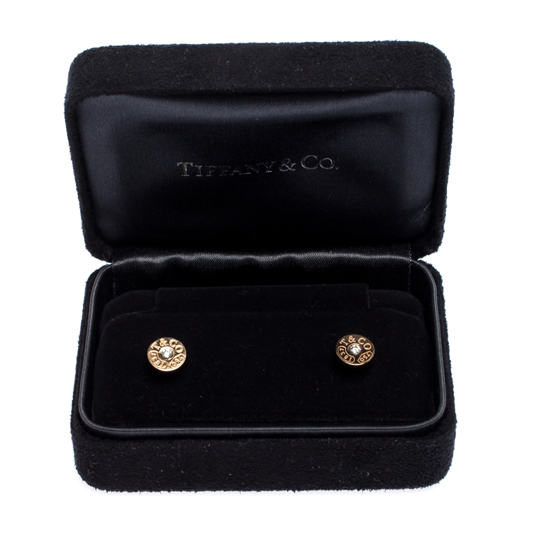 Tiffany & Co.1837 18K Rose Gold and Diamond Circle Stud Earrings