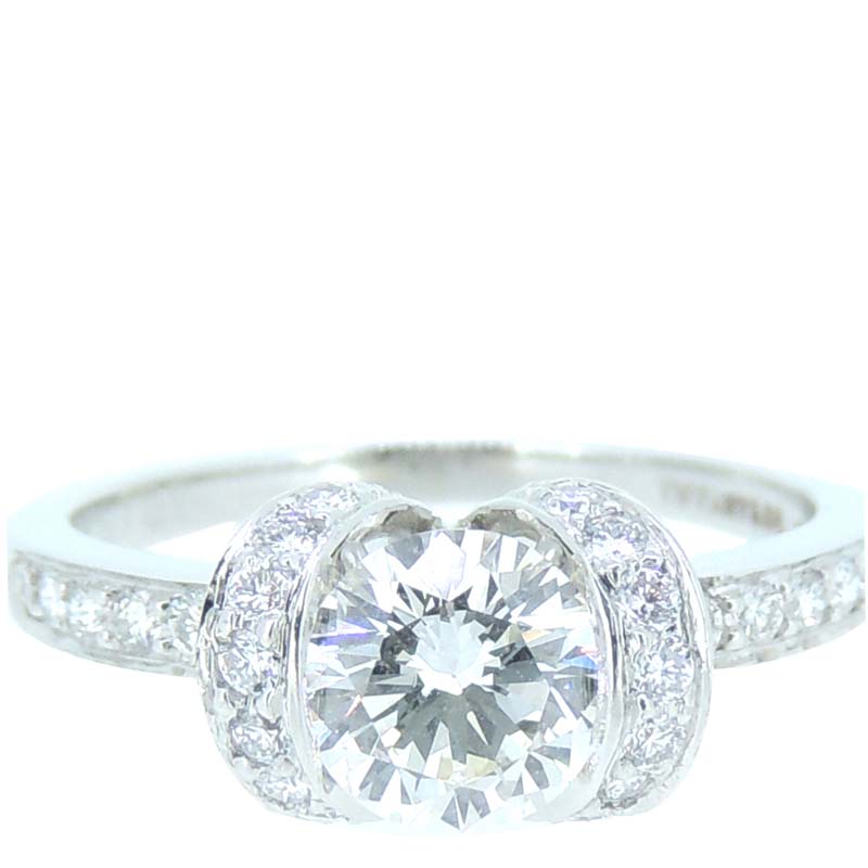 

Tiffany & Co. Platinum 950 Diamond Ribbon Engagement Ring Size, Silver