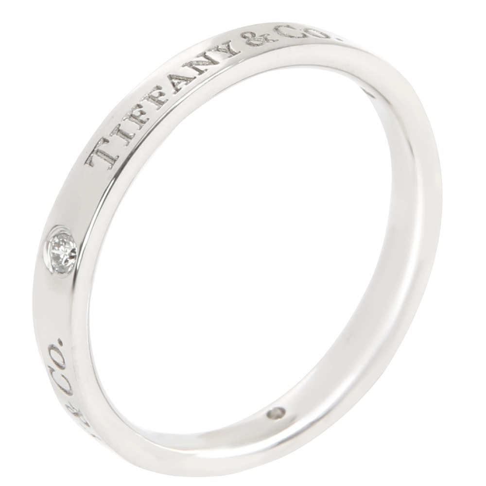Pre Owned Tiffany & Co. Diamond 0.07 CTW Platinum Band Ring Size 58