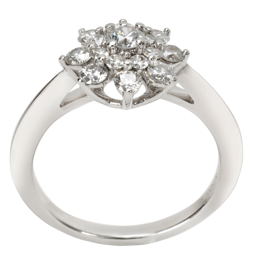 

Tiffany & Co. Flower 0.60 CTW Diamond Platinum Wedding Ring Size, Silver