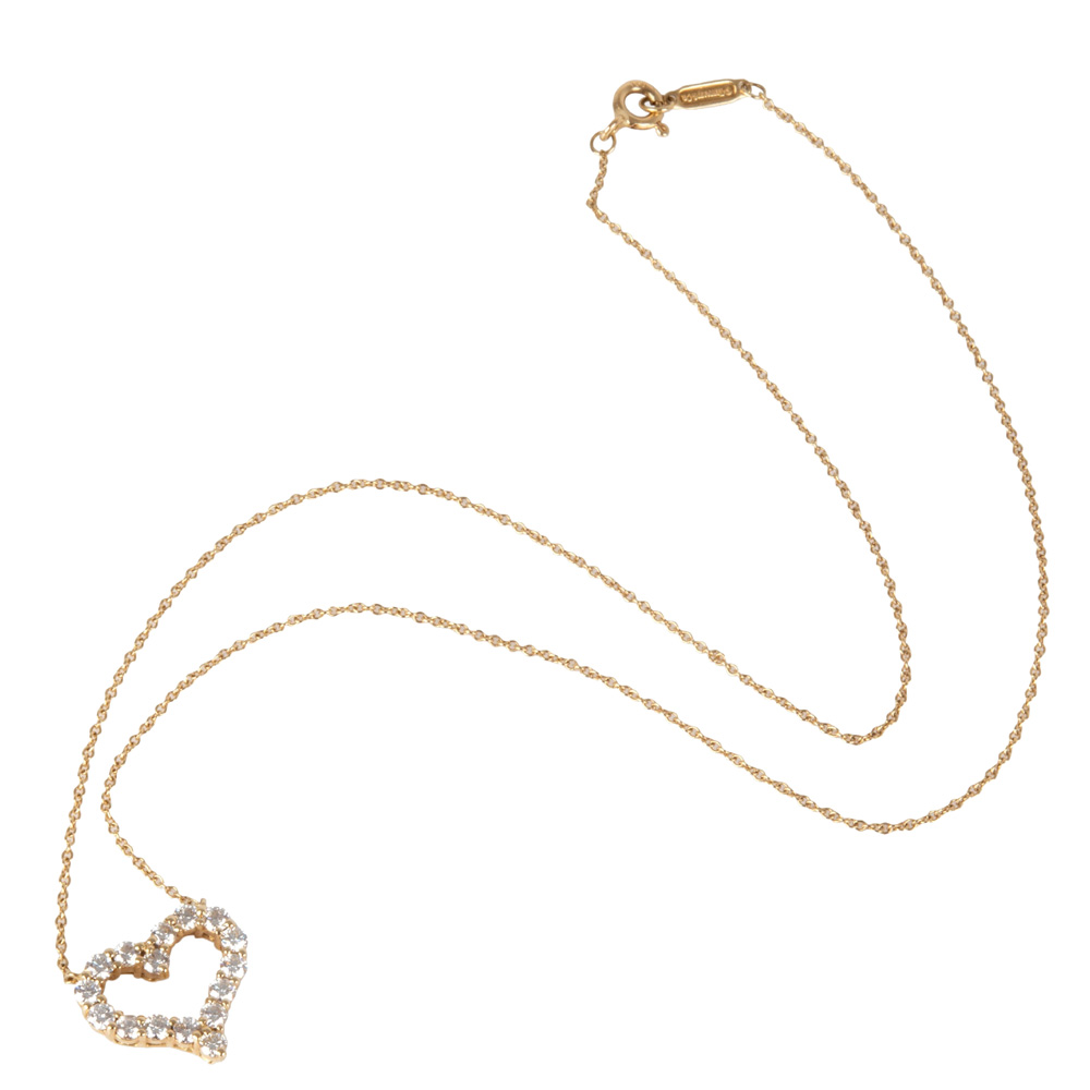 

Tiffany & Co. 0.70 CTW Diamond Heart 18K Yellow Gold Pendant Necklace