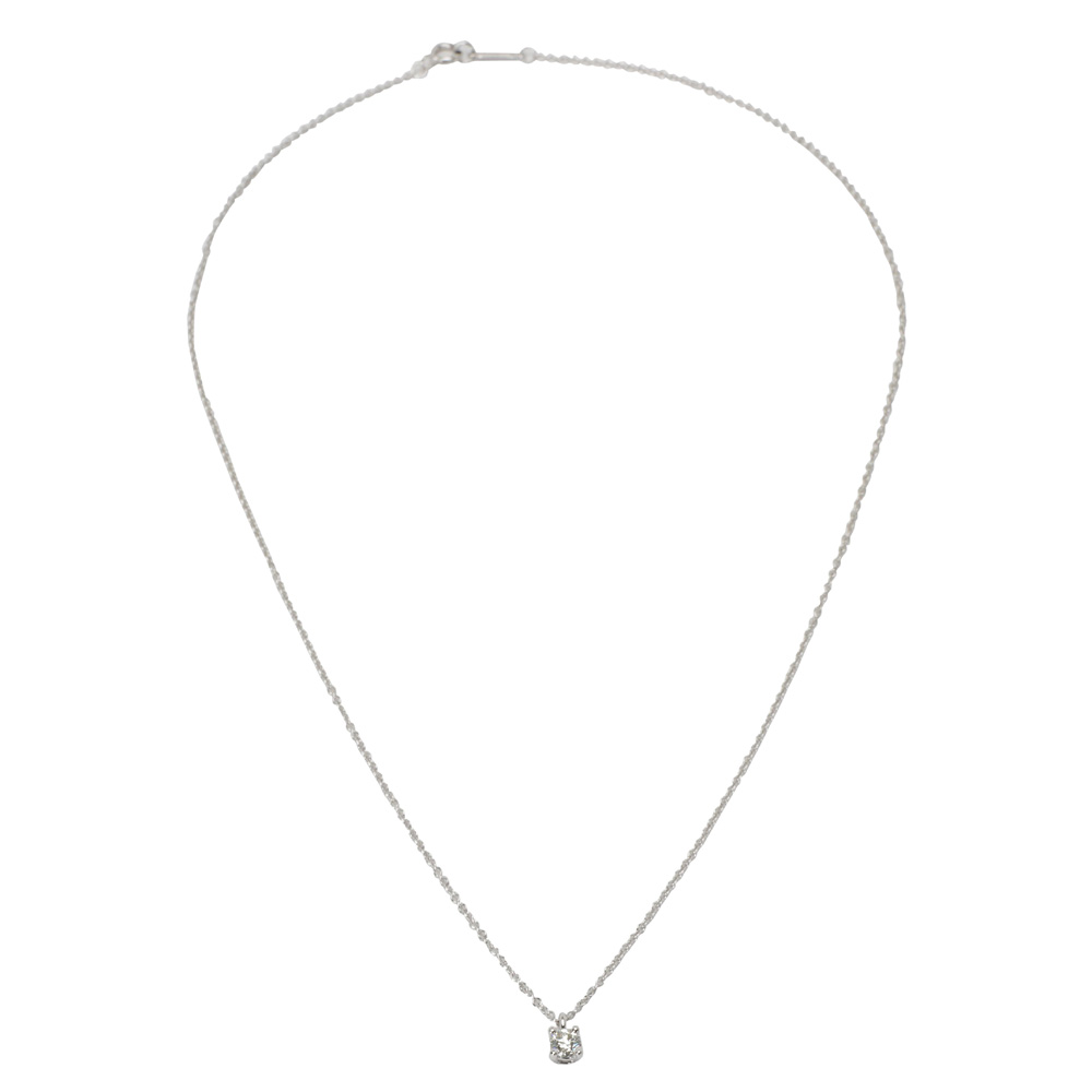 

Tiffany & Co. 0.18 CTW Diamond Solitaire Platinum Pendant Necklace, Silver