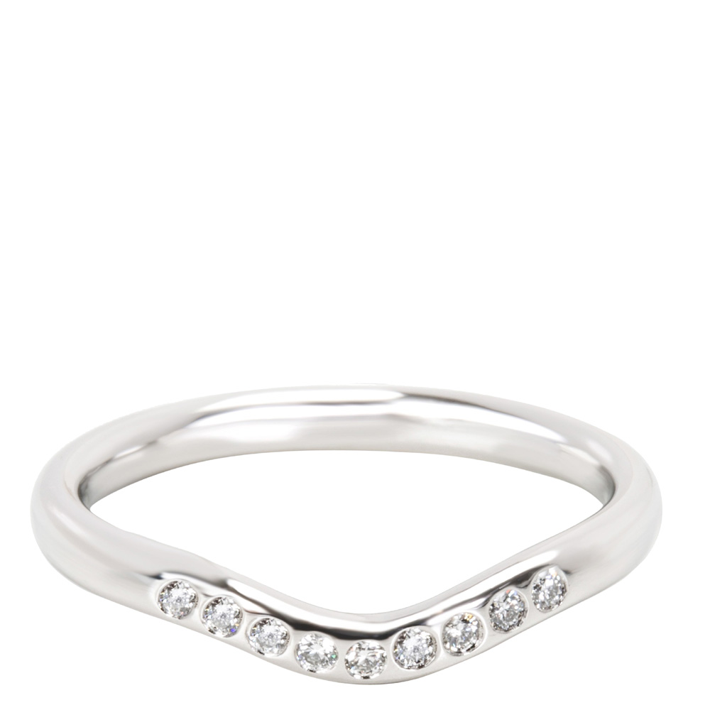 

Tiffany & Co. Elsa Peretti Curved 0.06 CTW Diamond Platinum Wedding Band Ring Size, Silver