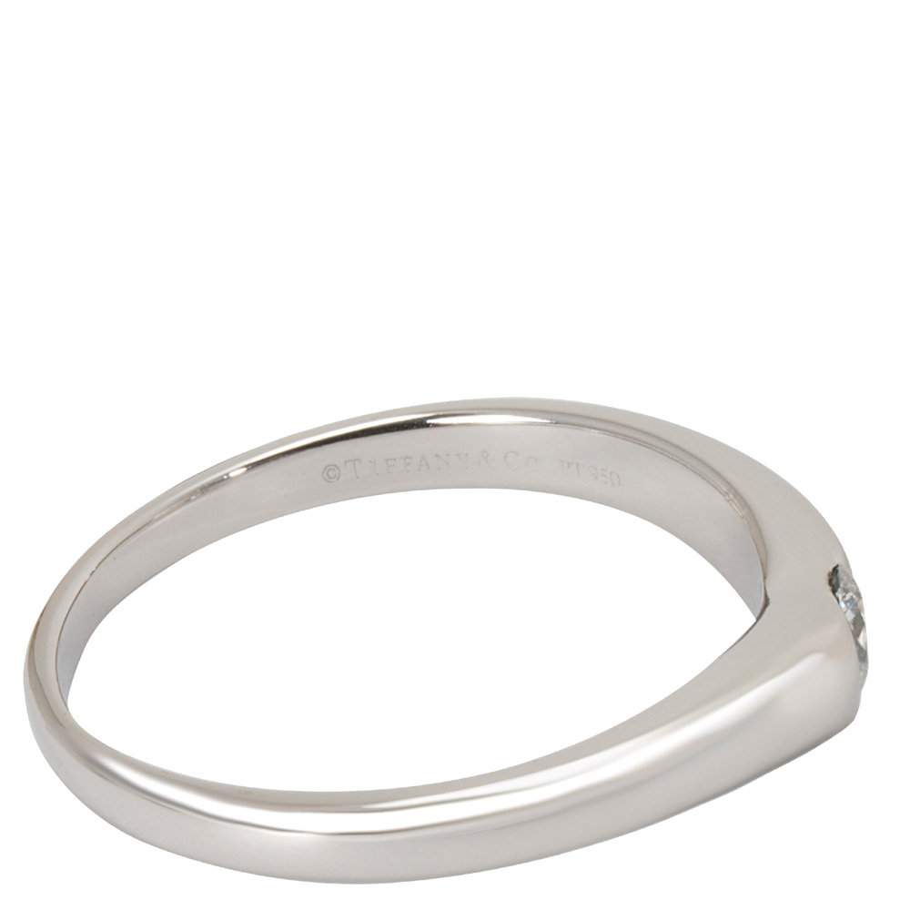 

Tiffany & Co. Elsa Peretti 0.18ct Diamond Platinum Band Ring Size, Silver