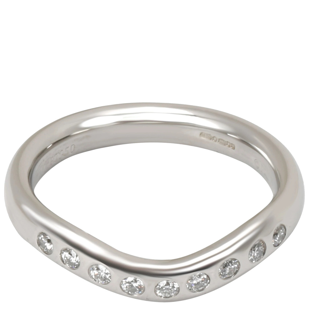 

Tiffany & Co. Elsa Peretti 0.06 CTW Diamond Platinum Band Ring Size, Silver