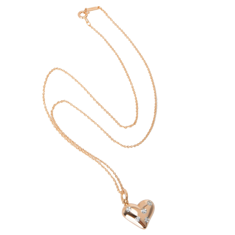 

Tiffany & Co. Etoile Heart 0.15 CTW Diamond 18K Rose Gold Pendant Necklace