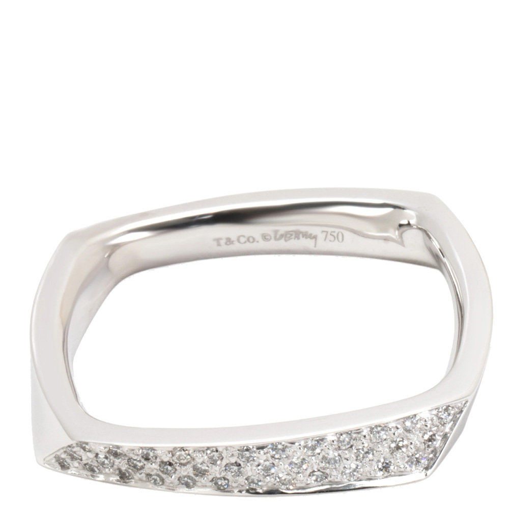 

Tiffany & Co. Gehry Torque 0.18 CTW Diamond 18K White Gold Ring Size, Silver