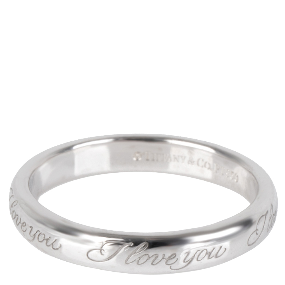 

Tiffany & Co. I love You Notes Platinum Band Ring Size, Silver