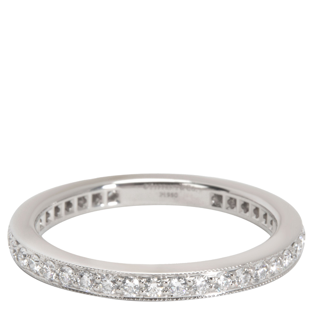 

Tiffany & Co. Legacy 0.57 CTW Diamond Wedding Platinum Band Ring Size, Silver