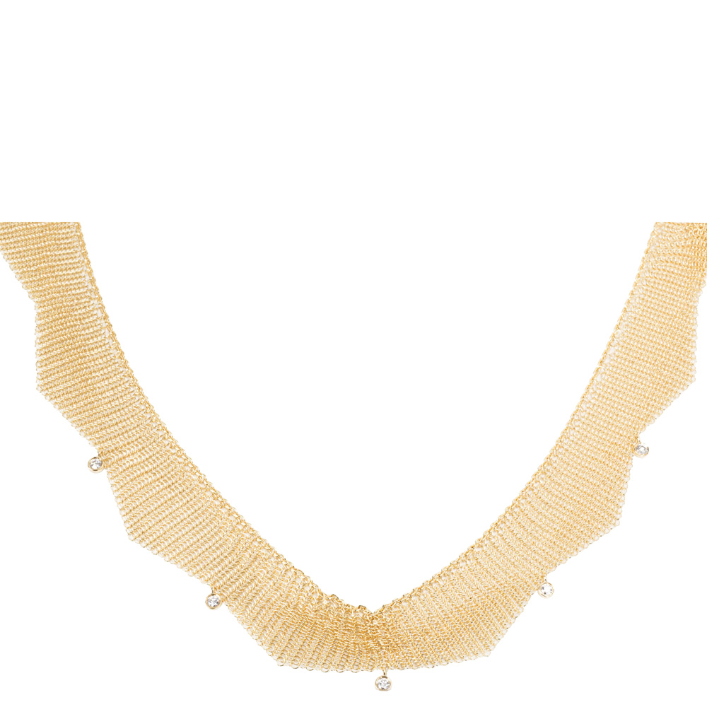 

Tiffany & Co. Peretti Mesh 0.25 CTW Diamond 18K Yellow Gold Choker Necklace