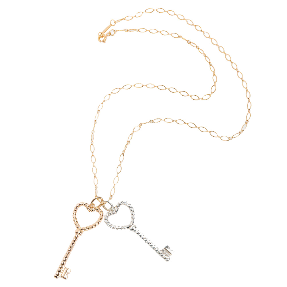 

Tiffany & Co. Rope Keys Rose Gold And Sterling Silver Pendant Necklace