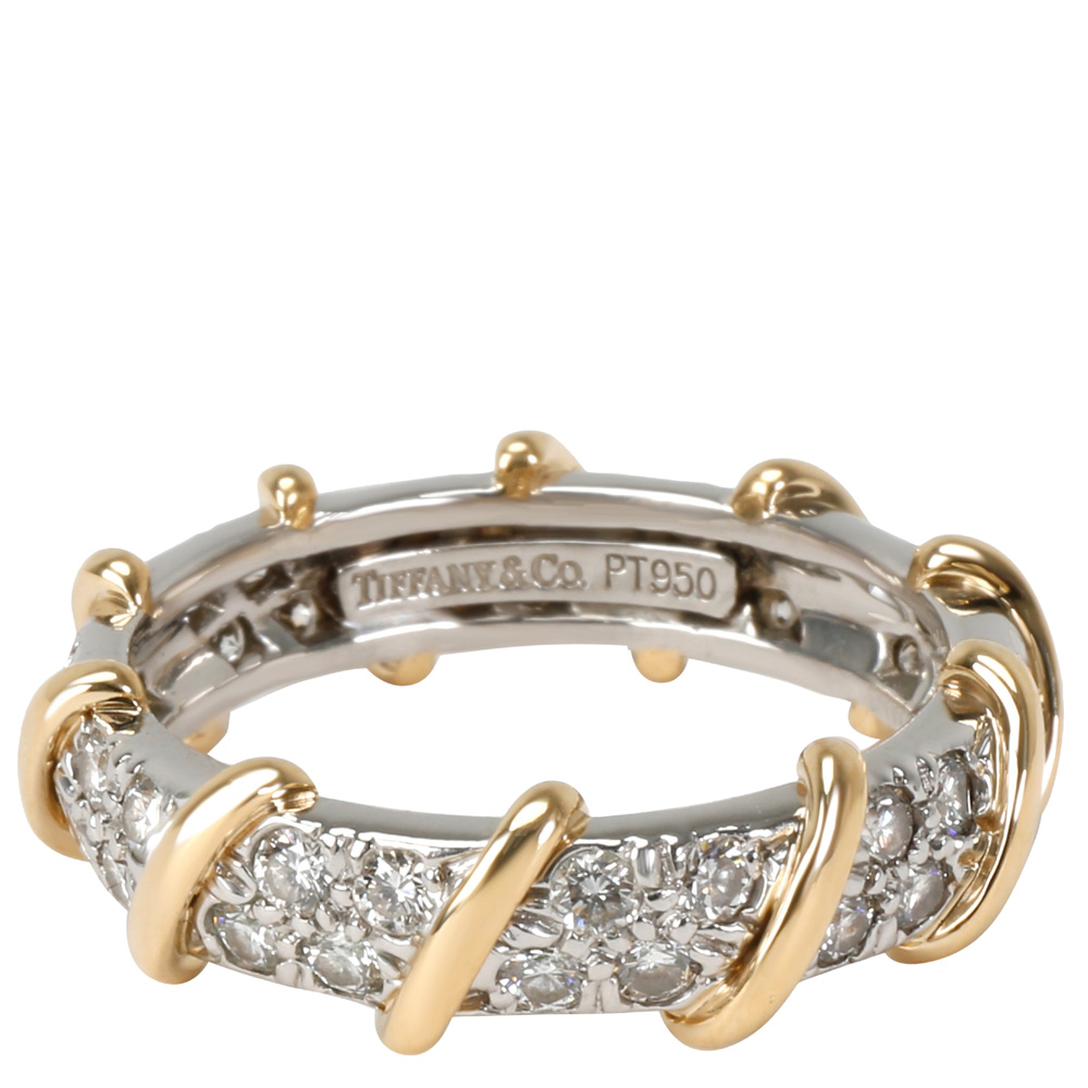 

Tiffany & Co. Schlumberger Platinum & 18K Yellow Gold 7/8 CTW Diamond Band Ring Size
