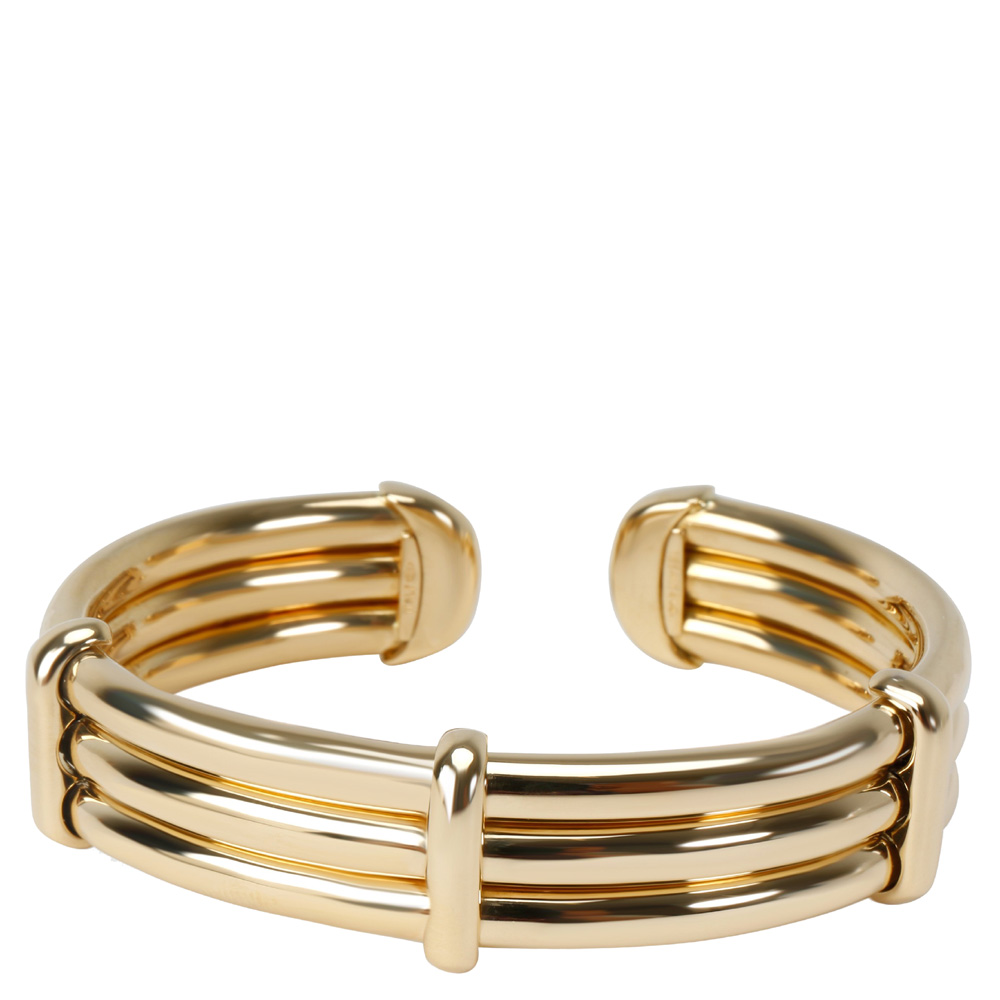 مملوكة مسبقًا Tiffany & Co. Vintage 3 Row Tubular 18K Yellow Gold Bangle