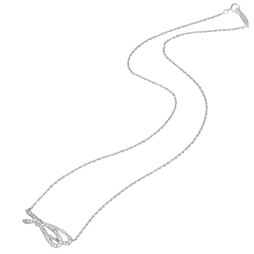 

Tiffany & Co. 0.37 ctw Diamond Bow 18k White Gold Pendant