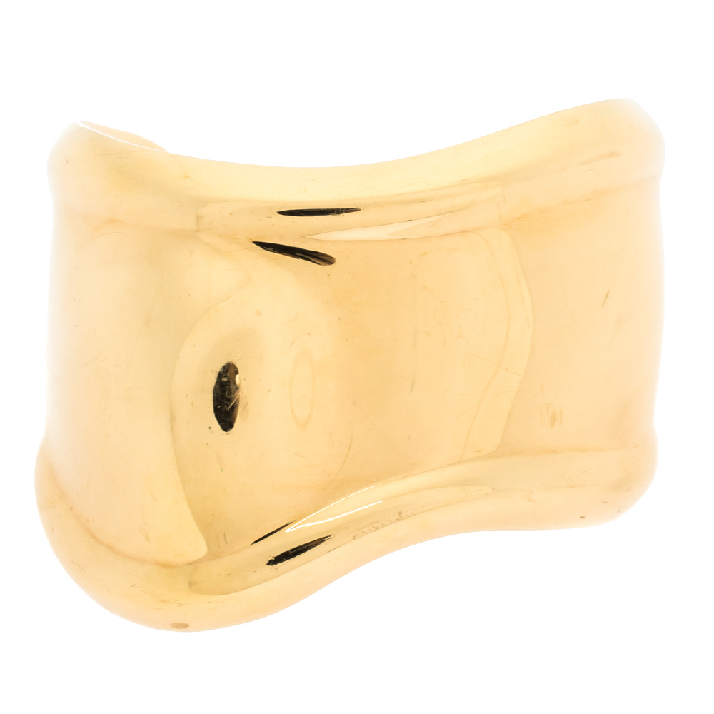 Pre Owned Tiffany & Co. Elsa Peretti Bone Cuff 18K Yellow Gold Small Bracelet