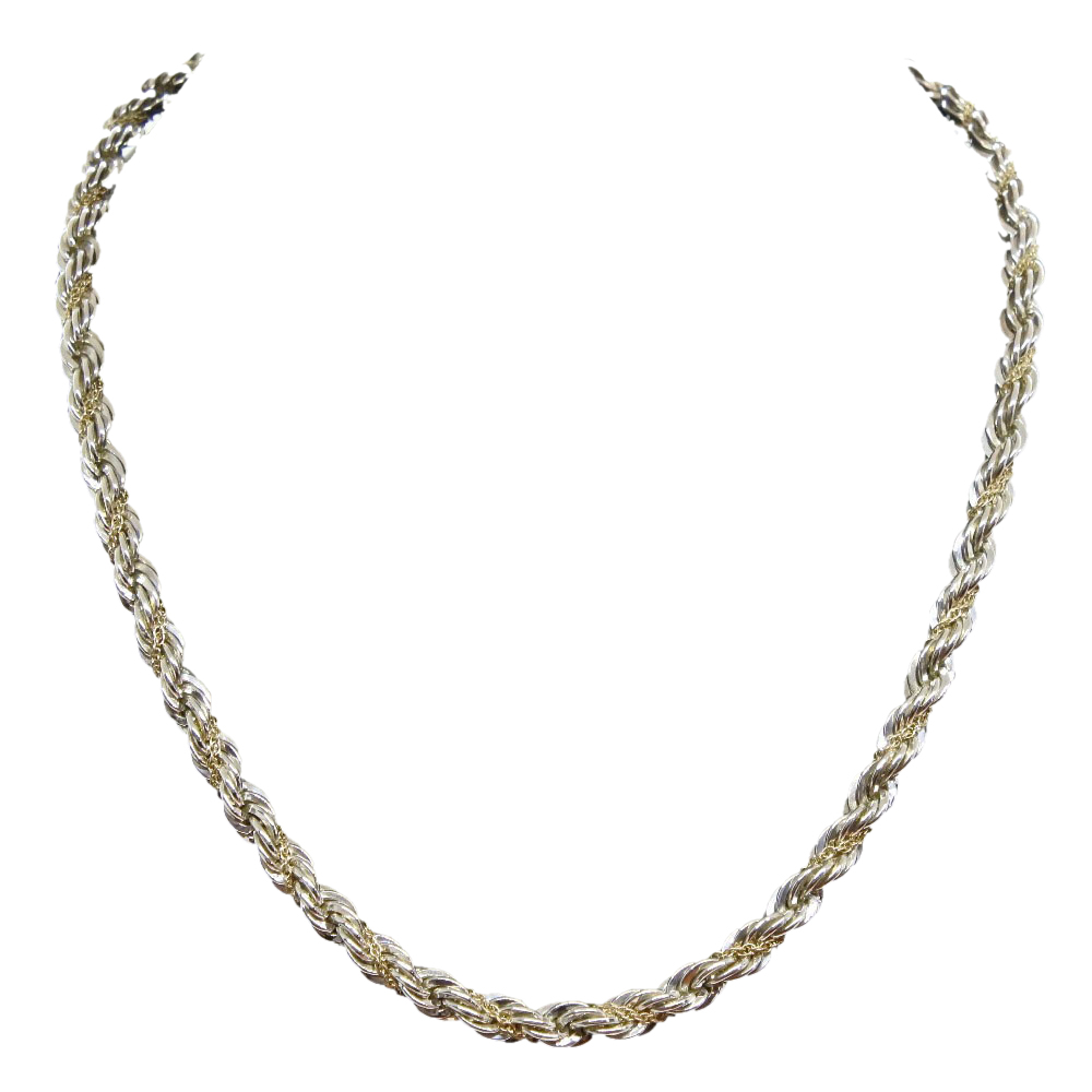 

Tiffany & Co. Two-Tone Rope Twist Silver 14K Yellow Gold Necklace