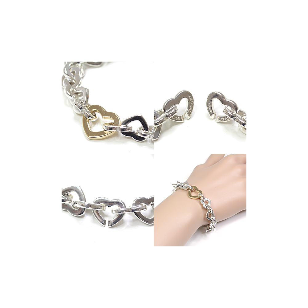 

Tiffany & Co. Heart Link 18K Yellow Gold Sterling Silver Bracelet