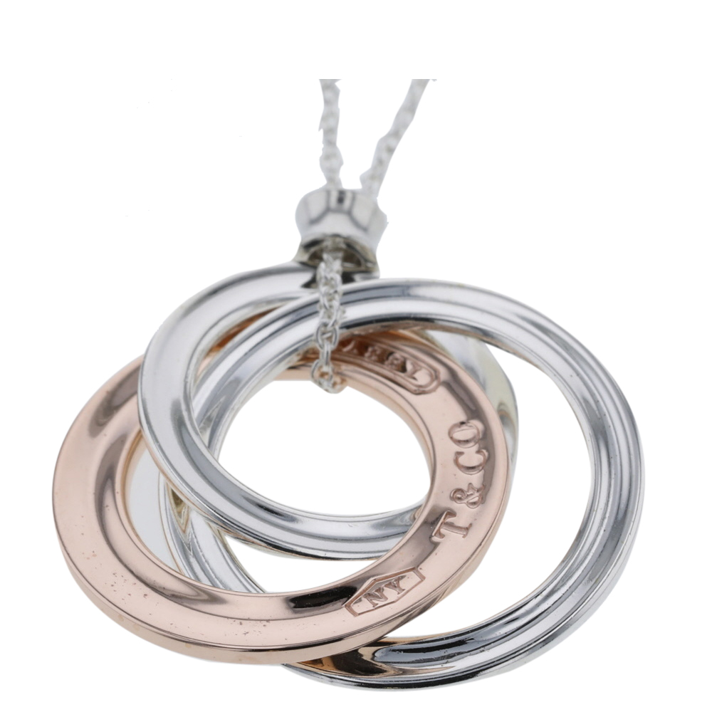 Pre Owned Tiffany & Co. 1837 Interlocking Circle Rubedo Silver Necklace