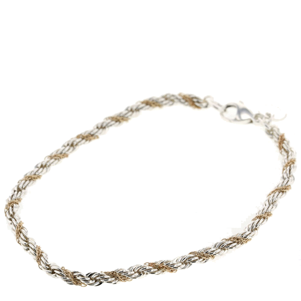 Pre-owned Tiffany & Co Twisted Rope 18k Yellow Gold Silver Bracelet ...
