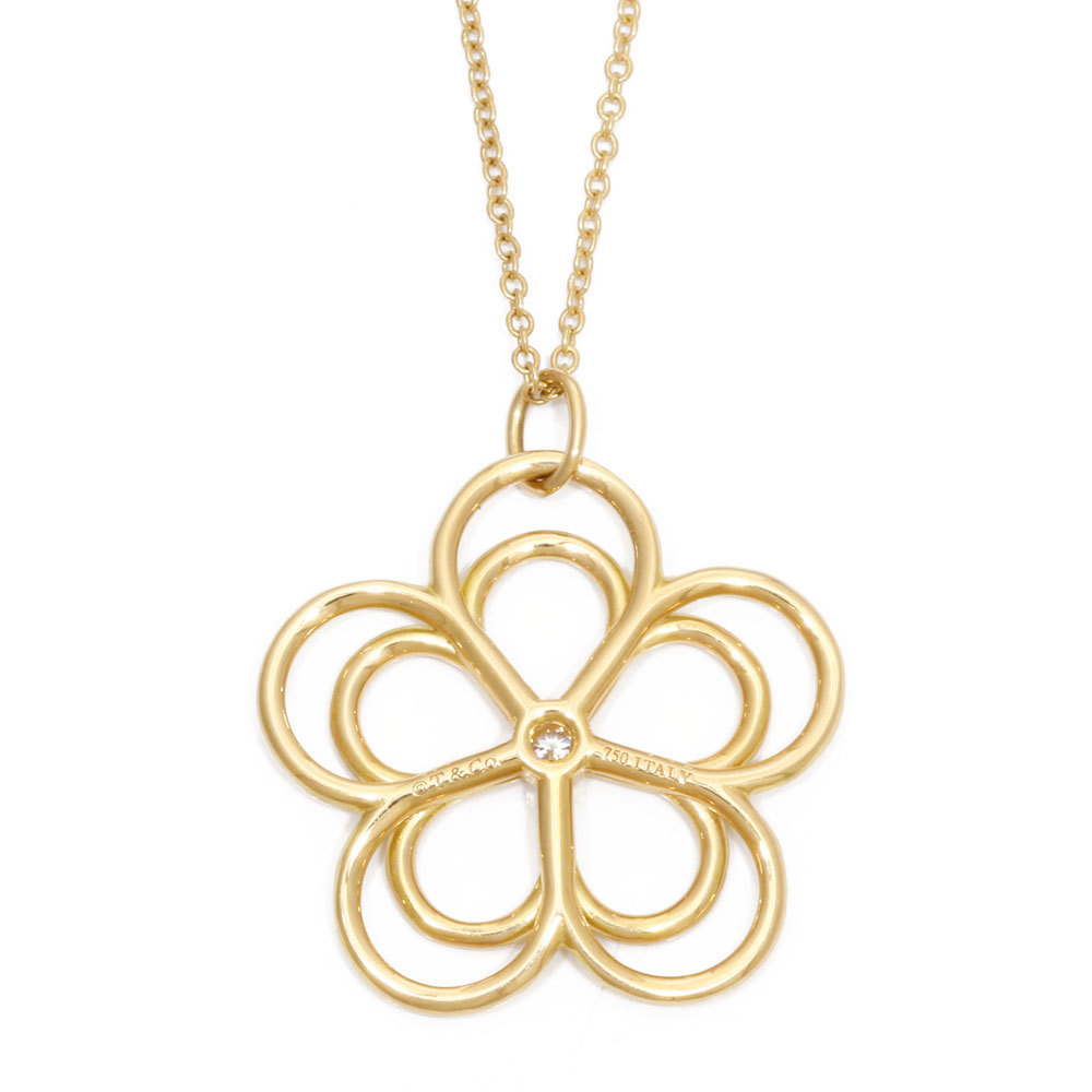 

Tiffany & Co. Garden Open Flower 18K Rose Gold Diamond Pendant Necklace