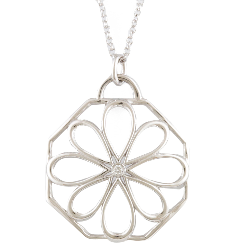 Tiffany & Co. Garden Open Flower Diamond 18K White Gold Necklace