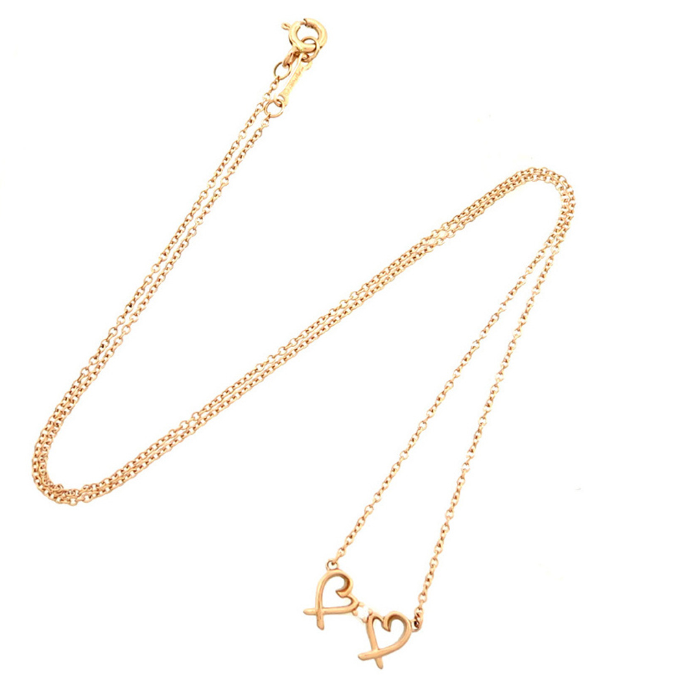 

Tiffany & Co. Paloma Picasso Double Heart 18K Rose Gold Diamond Pendant Necklace