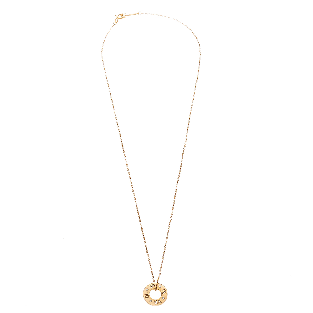 

Tiffany & Co. Atlas Diamond 18K Rose Gold Pierced Pendant Necklace