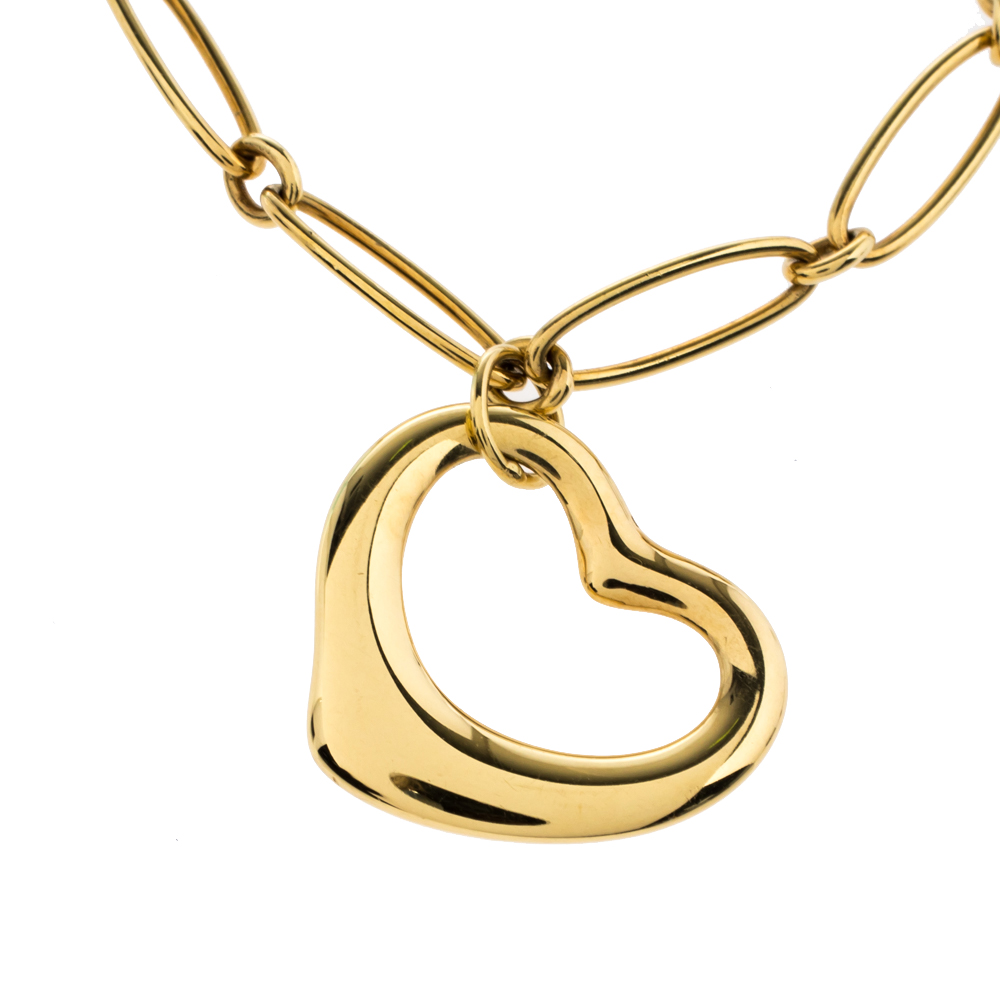 

Tiffany & Co. Elsa Peretti Open Heart 18K Yellow Gold Charm Bracelet