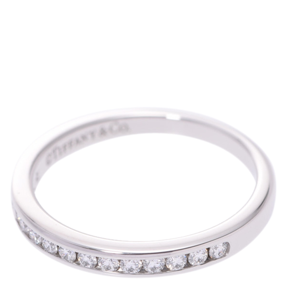 

Tiffany & Co. Half Circle Platinum Diamond Ring Size EU 49, Silver