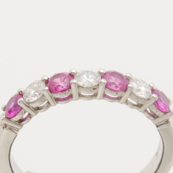 

Tiffany & Co. Diamond and Pink Sapphire Band Ring Size