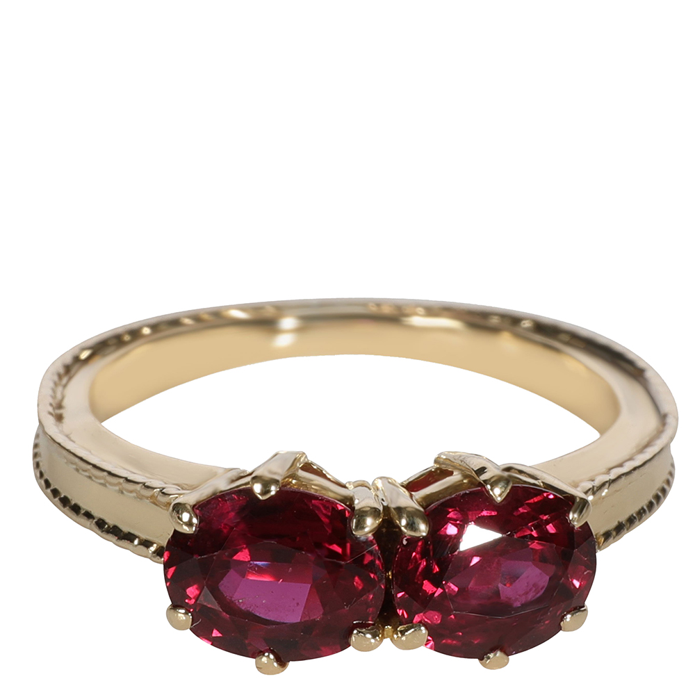 

Tiffany & Co. Vintage Double Ruby 18K Yellow Gold Ring Size EU 48