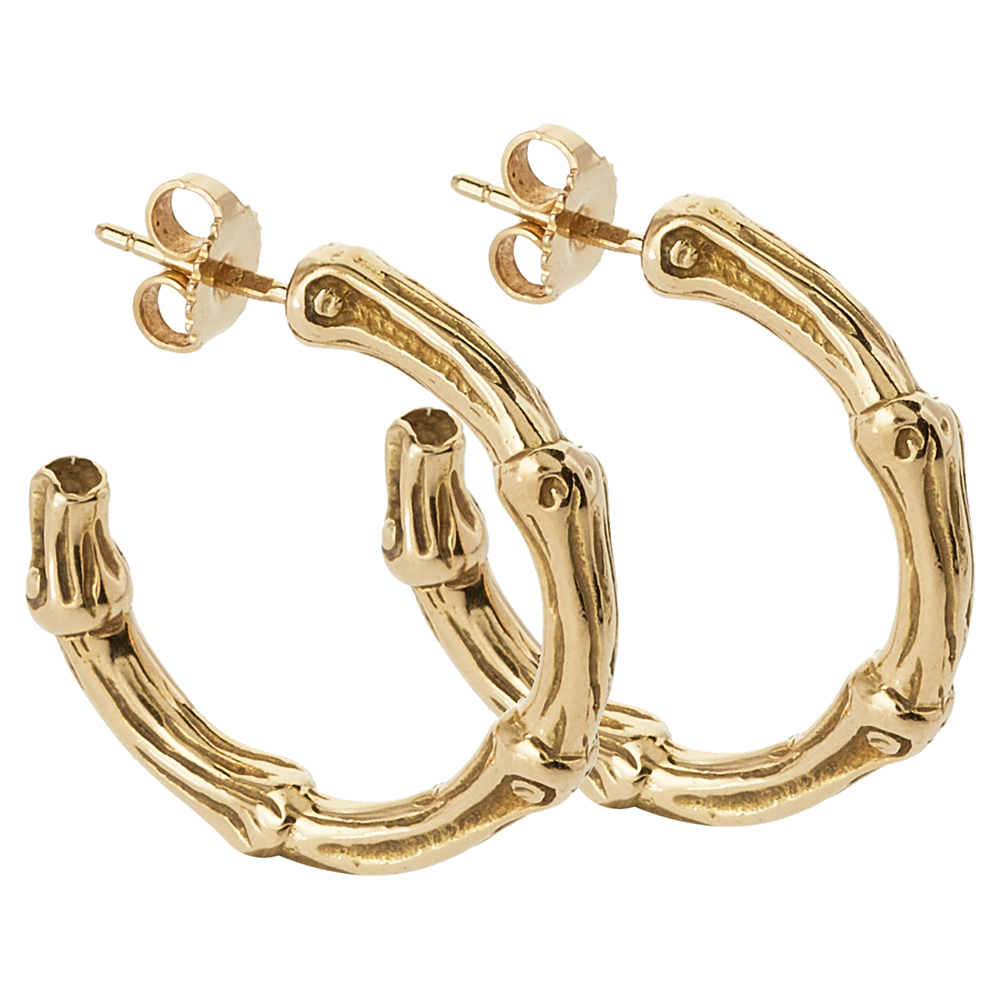 

Tiffany & Co. Bamboo Textured 18K Yellow Gold Hoop Earrings