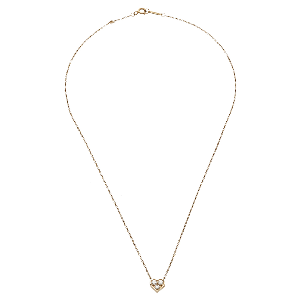 

Tiffany & Co. Heart Diamond 18K Rose Gold Pendant Necklace