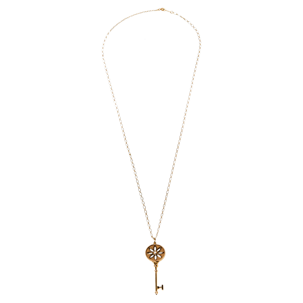 

Tiffany & Co. Daisy Key Diamond 18K Rose Gold Long Pendant Necklace