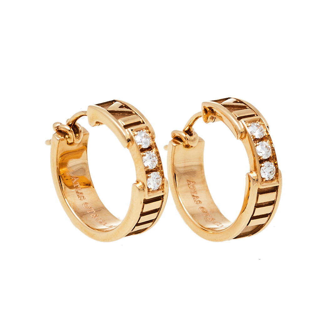 

Tiffany & Co. Atlas Diamond 18K Rose Gold Hoop Earrings