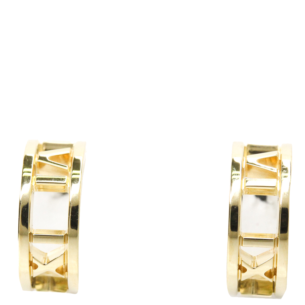 Pre-owned Tiffany & Co 18k Yellow Gold Atlas Hoop Earrings