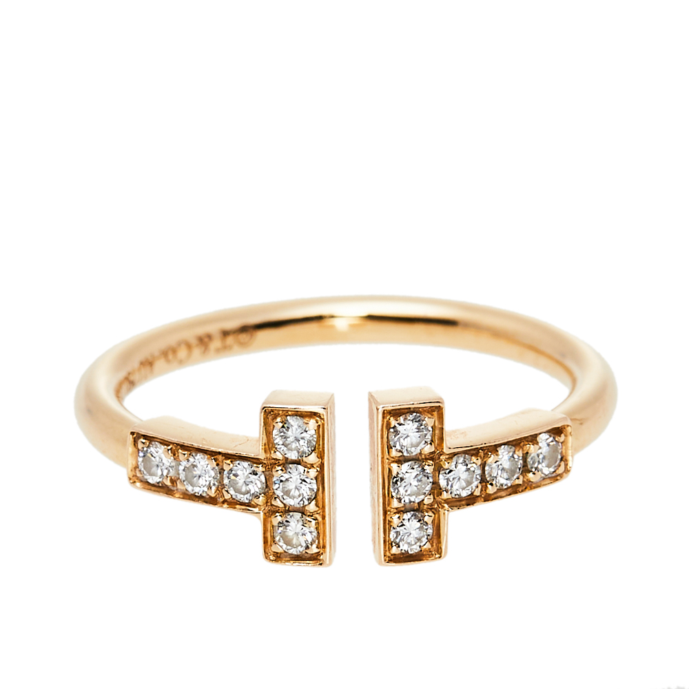 

Tiffany & Co. Tiffany T Wire Diamond 18K Rose Gold Ring Size