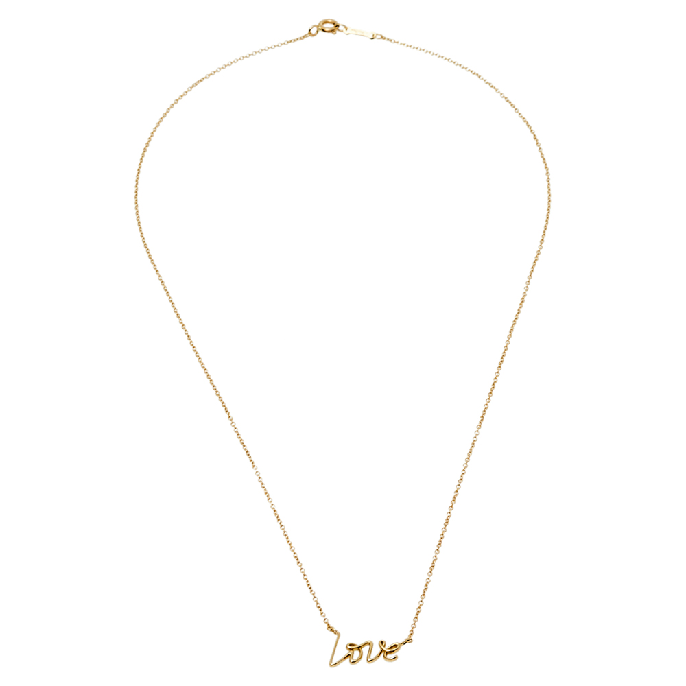 

Tiffany & Co. Paloma's Graffiti Love 18K Yellow Gold Pendant Necklace