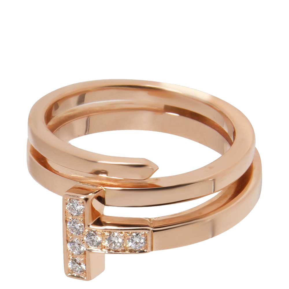 

Tiffany & Co. T Wrap Diamond 18K Rose Gold Ring Size EU